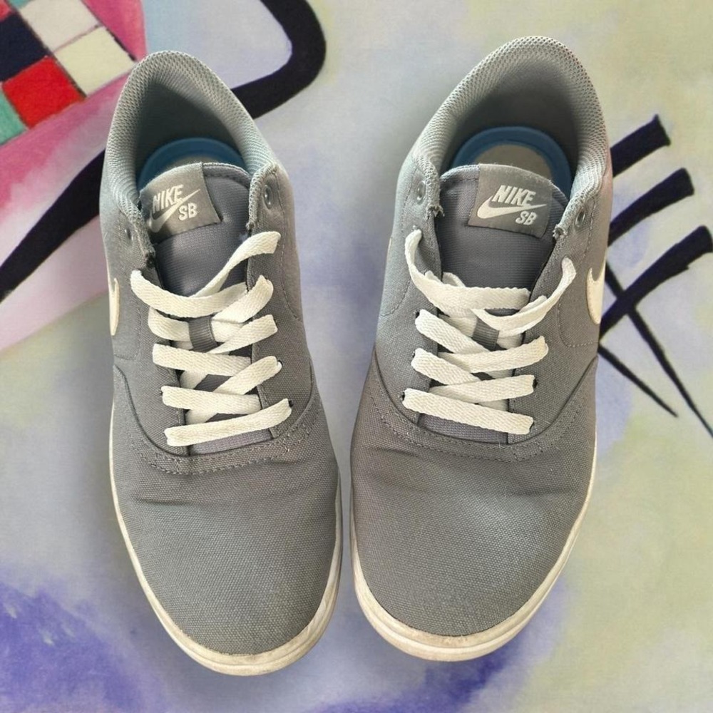 Nike SB‎ Solar Soft Gray Canvas Skateboard Lace Up Sneakers Men's SZ 8